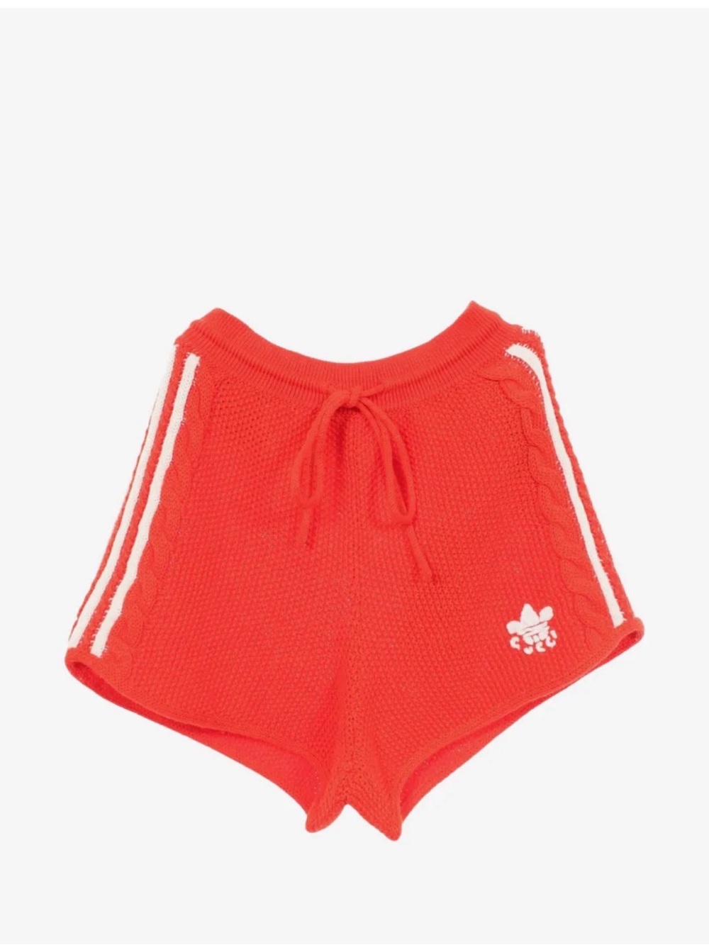 Gucci Women’s Coral Knit Athletic Shorts with White Stripe Accent
